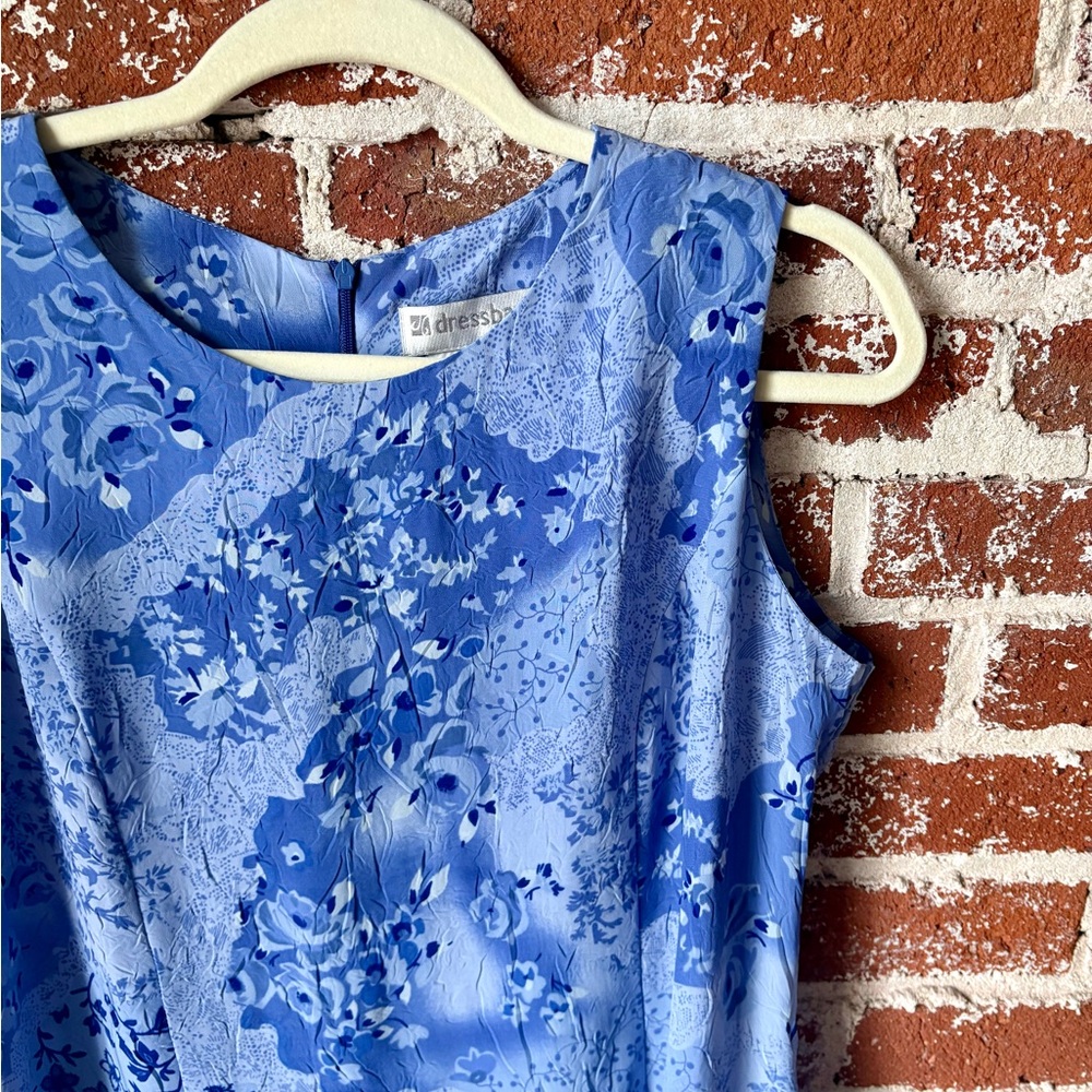 Y2K Dressbarn Blue Floral Midi Dress - Picture 8 of 10